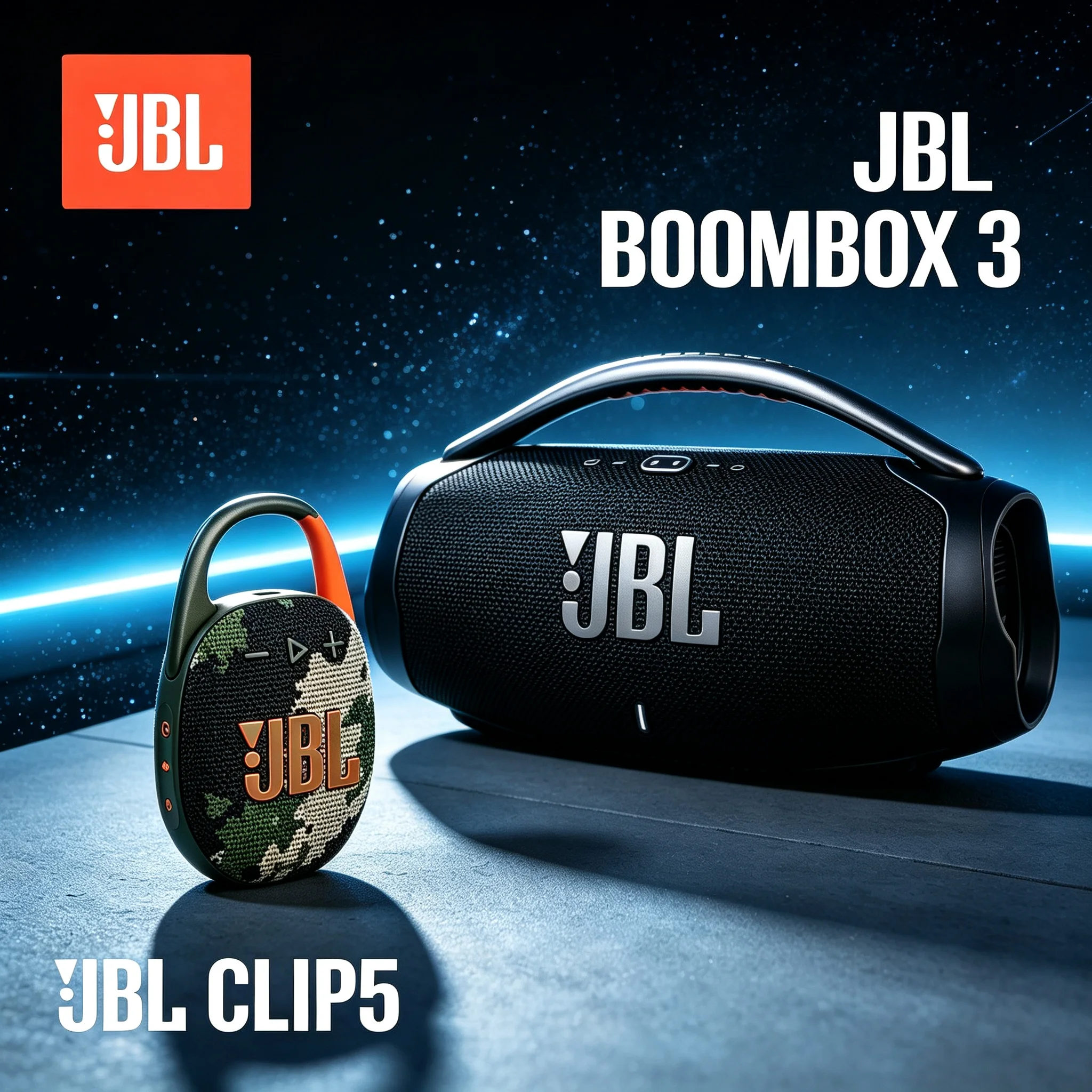 JBL Boombox3 Clip5 Portable Bluetooth Speaker Combo Heavy Bass Long Battery Hiking Beach Home Party Loud Speaker