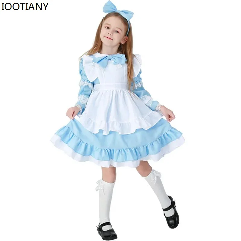 Sprookje Fantasie Wonderland Alice Lolita Meid Cosplay Kostuum Halloween Prinses Jurken Carnaval Feest Podium Met Verkleedpartijen