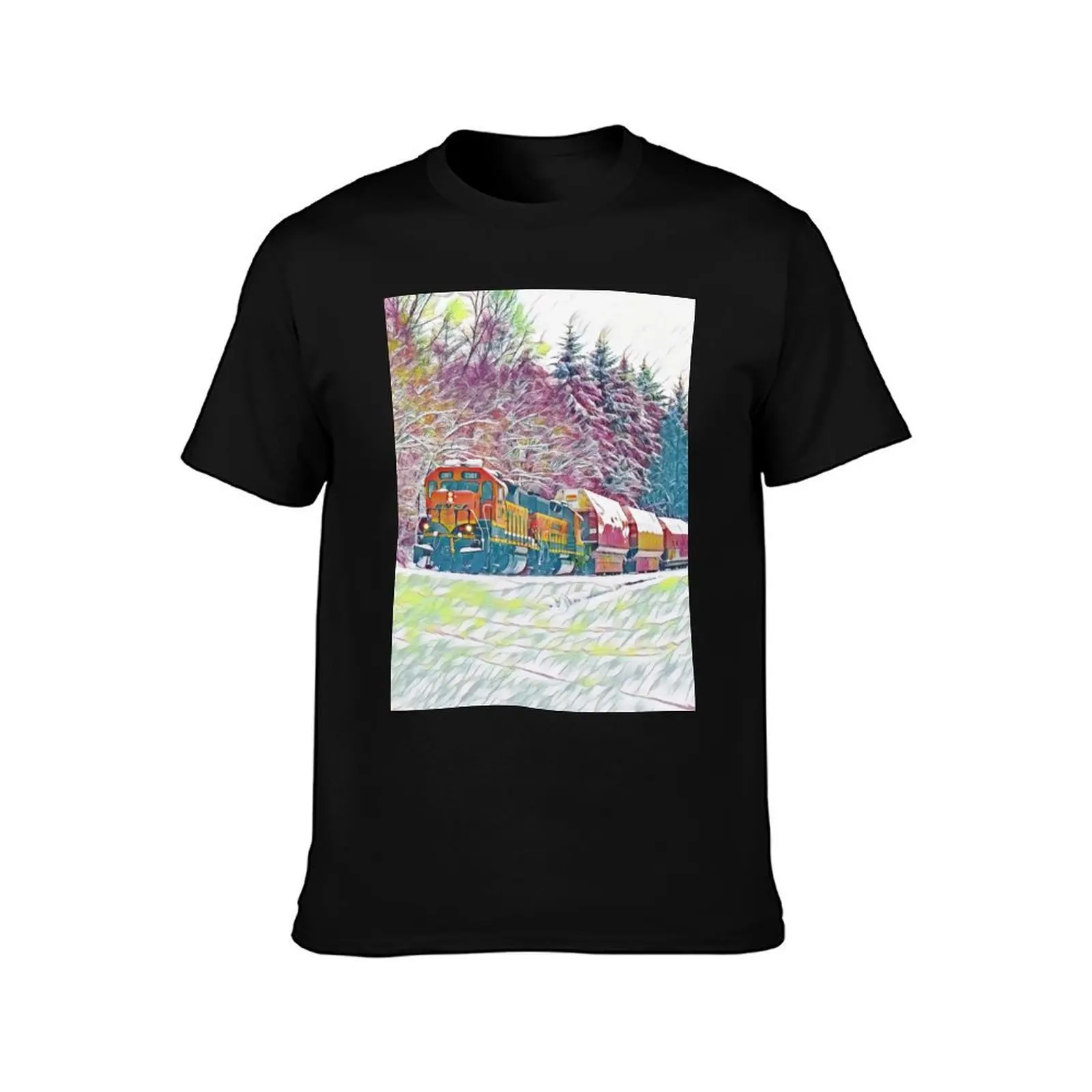 GALATHI Locomotive Train during snow time - Trains T-Shirt Casual Streetwear Short Sleeve Tee T-Shirt