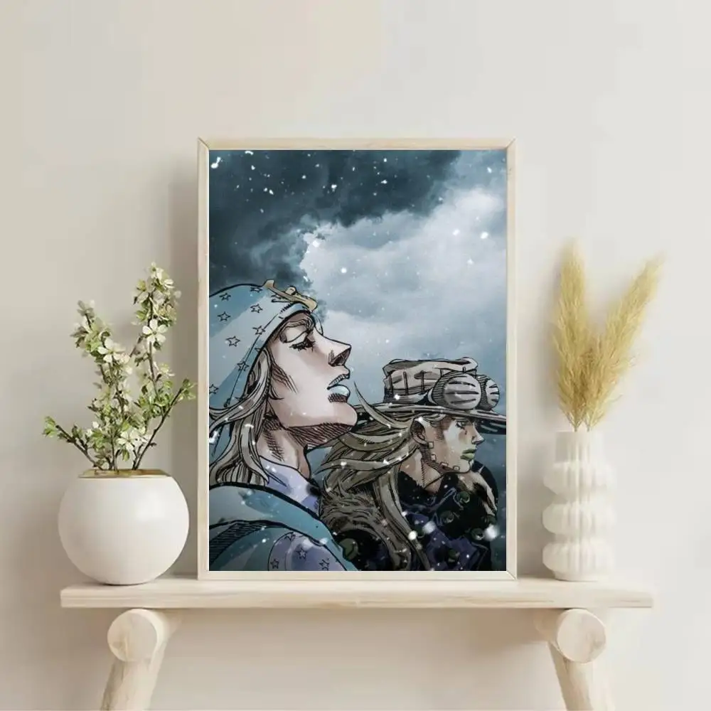 J-JoJo's Bizarre A-Adventure Poster Self-adhesive Art Waterproof Paper Sticker Coffee House Bar Room Wall Decor