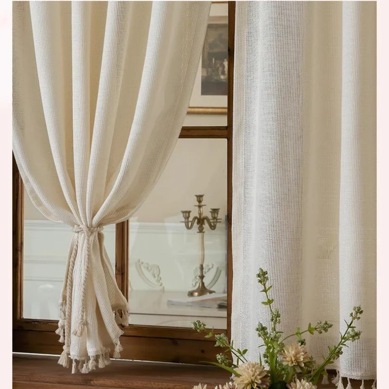 Japanese Gauze Curtain Light Opaque  Bay Window Cotton Linen Rental Room Kitchen Block Small Window White Window Curtains커튼