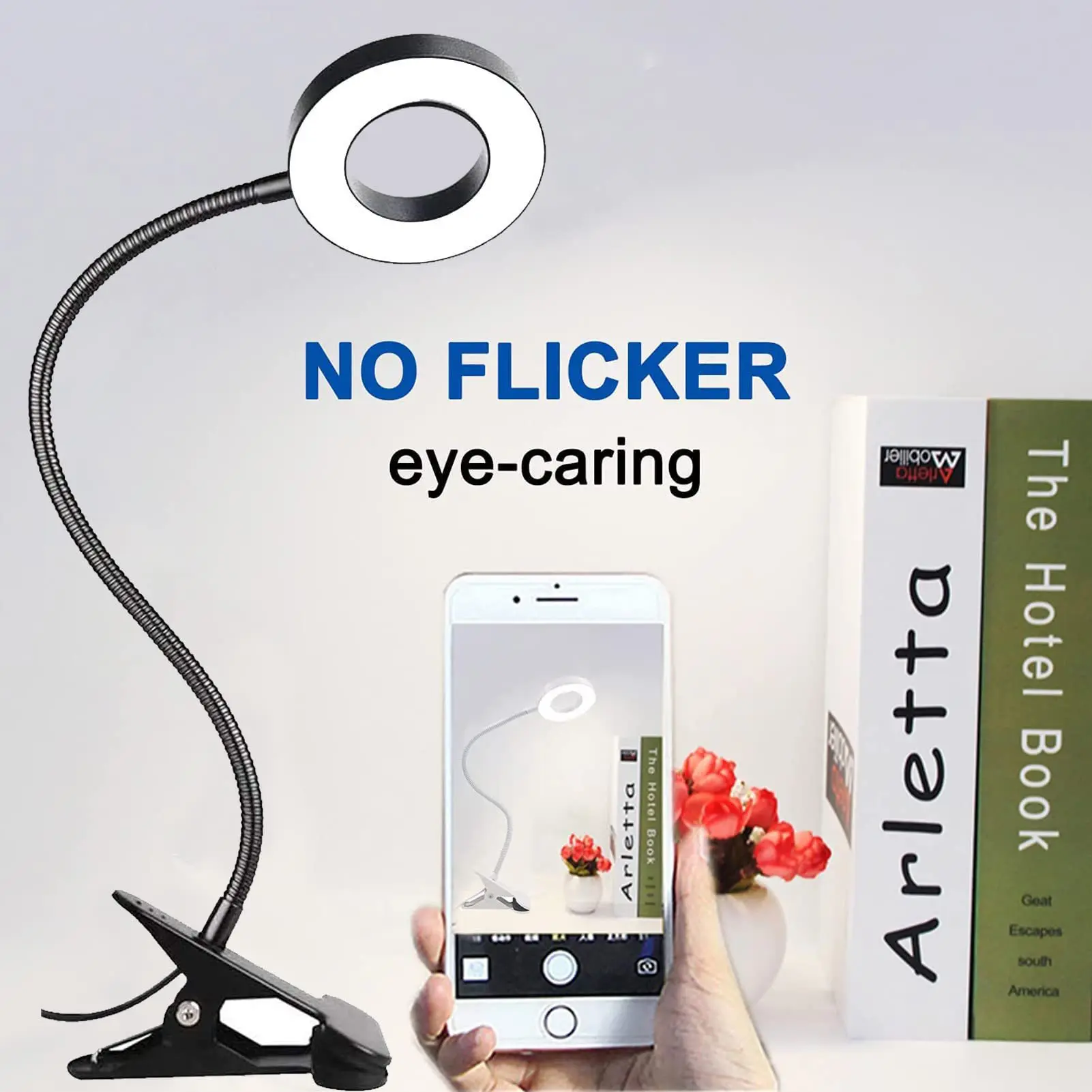 LED Ajustável Clip sobre Luz USB Desk Lamp Eye Protection Reading Lights led Dimming Night Lights Flexível Easy Clip Desk Lamp