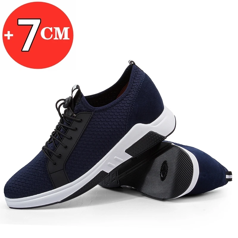 FUQIAO Men Lift Sneakers Summer Breathable Man Sports Elevator Shoes Height Increase Shoes Insole 7-8cm Fashion Casual Shoes