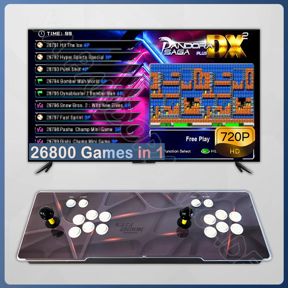 Máquina de juego Arcade Retro Para Pandora DX Plus Box, Joystick Dual, botones de luz LED, consola, adecuado para juego familiar, 26800 en 1