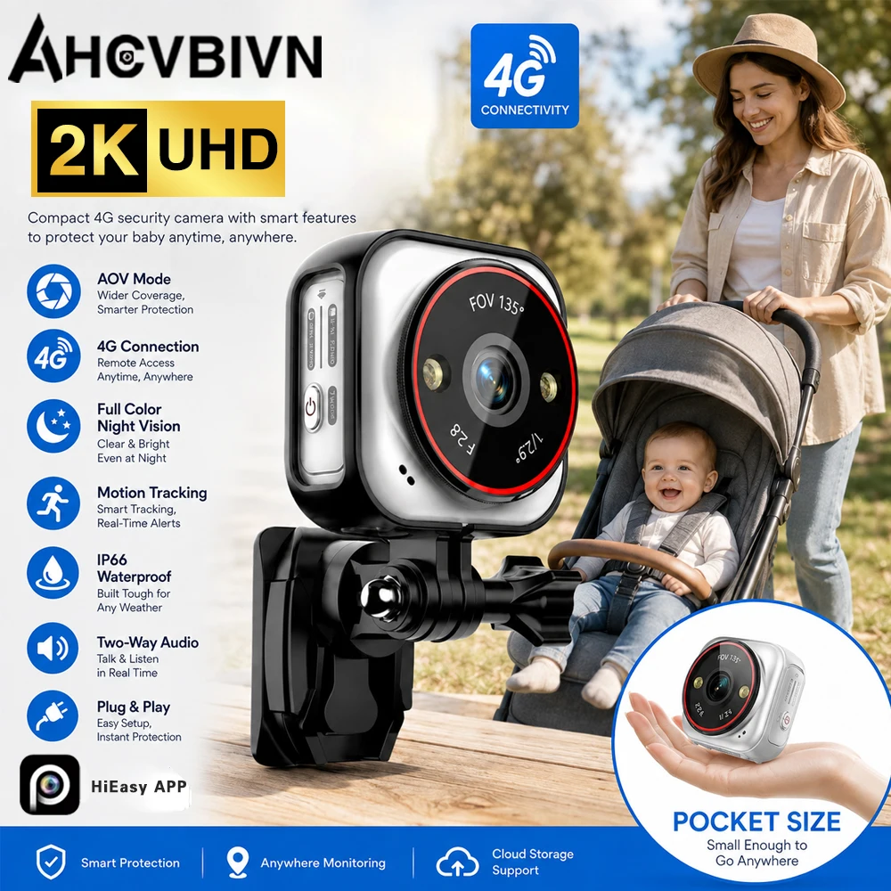 5MP 4G Mini Pocket Security Camera 135° AOV Full Color Night Vision Waterproof Two-Way Audio Farm Outdoor Surveillance Cam