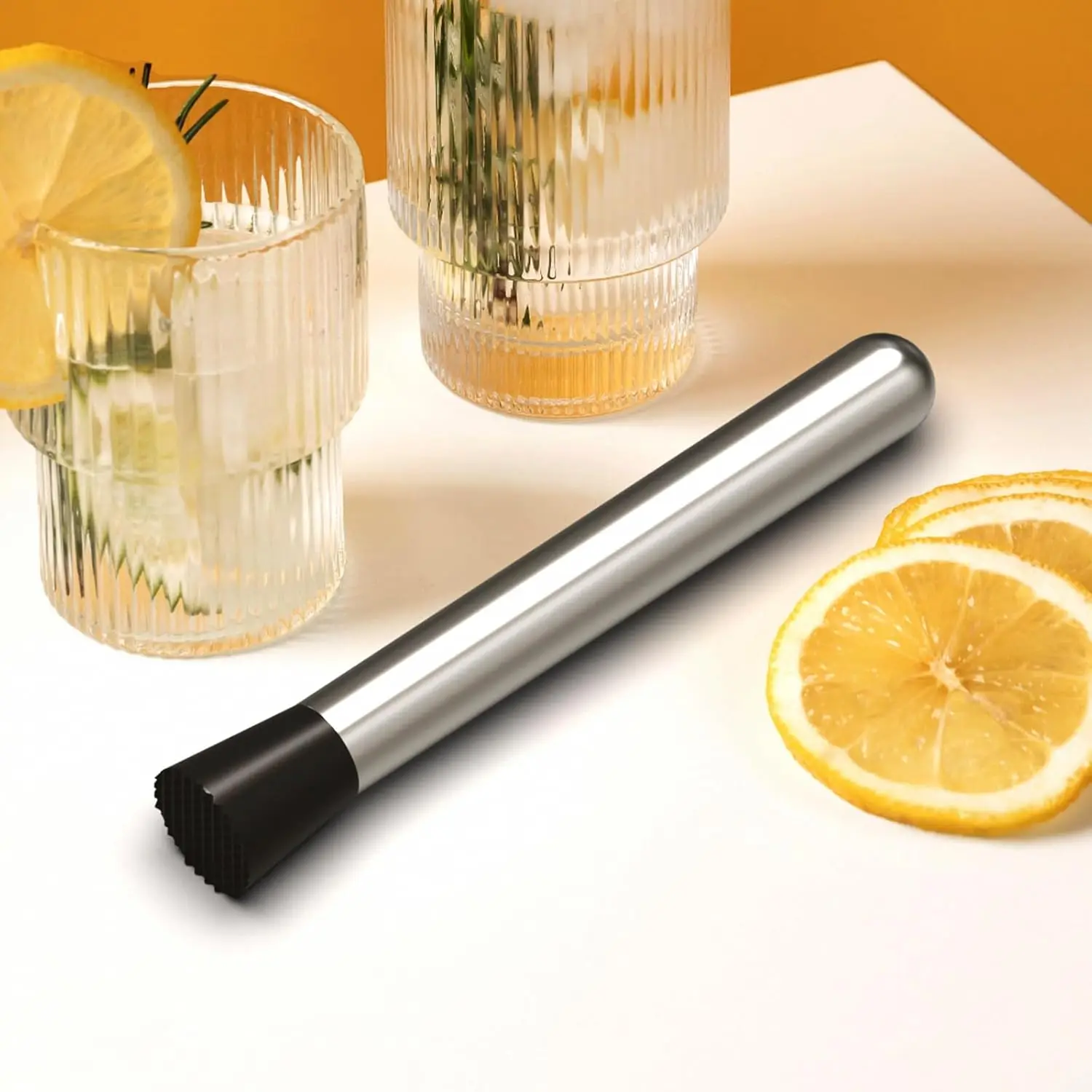 21 cm Edelstahl-Cocktail-Stößel, Barkeeper-Werkzeug, Zitronen-Smasher, Eisbrecher für Mojitos, Obst, Getränke, Zuhause, Küche, Bar