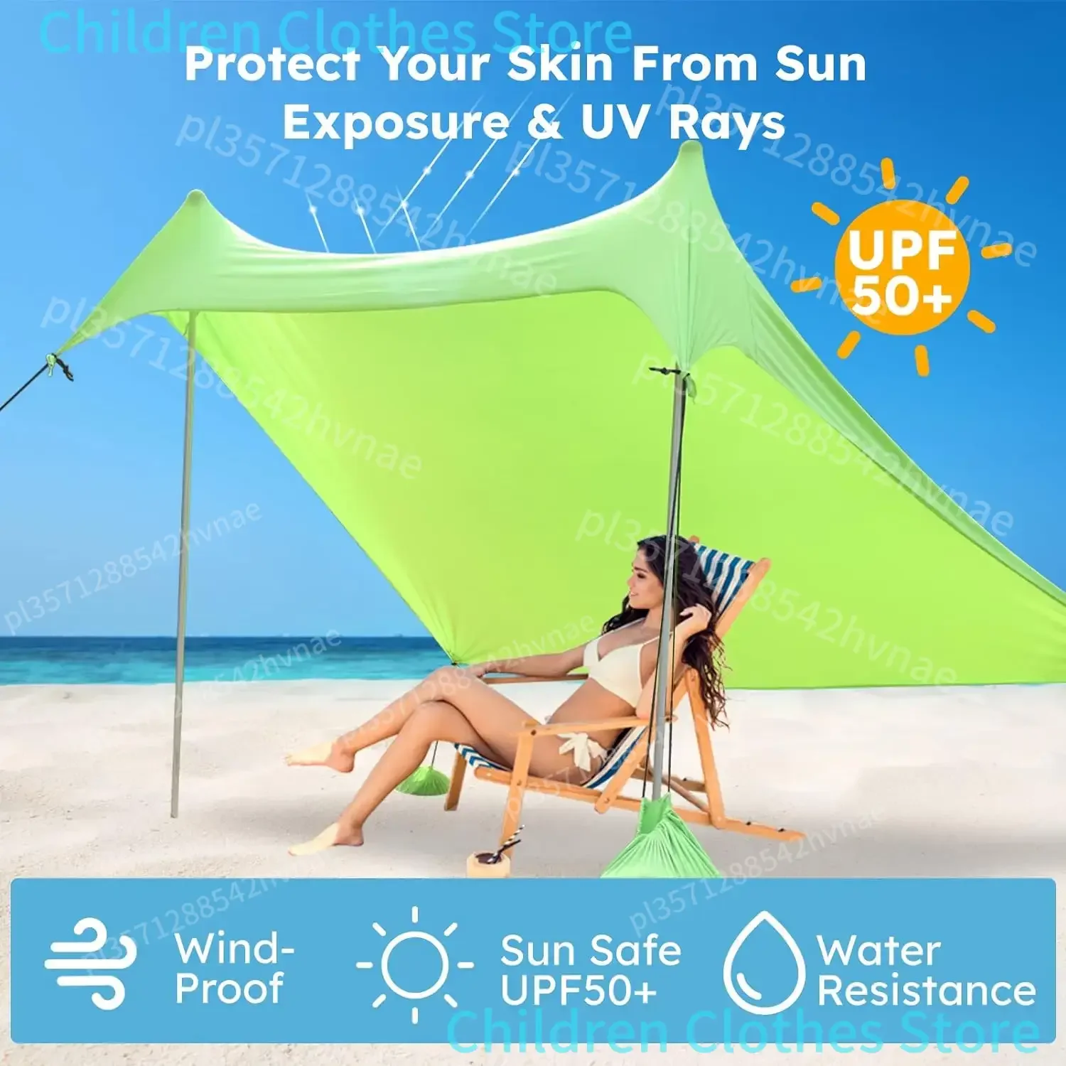 Tenda da spiaggia all'aperto tenda da sole tende da campeggio tende antivento tende a baldacchino da spiaggia di un pezzo UPF50 + tenda familiare portatile