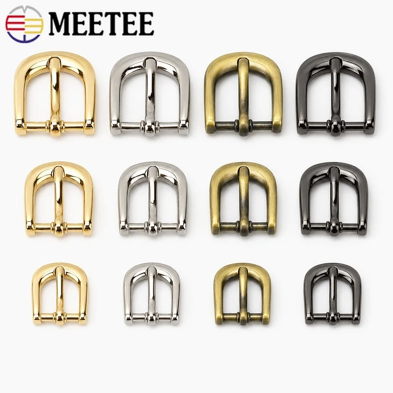 Meetee 4/10Pcs 11/15/20mm Zinc Alloy Pin Buckles for Handbag Shoe Strap Belt Webbing Slider Adjuster Leather DIY Repair Hardware