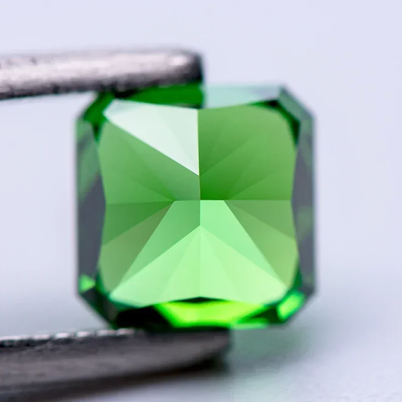 Cubic Zirconia Crushed Ice Cut No Certificate Asscher Shape Emerald Color Charms Beads for Diy Advanced Jewelry Making Materials