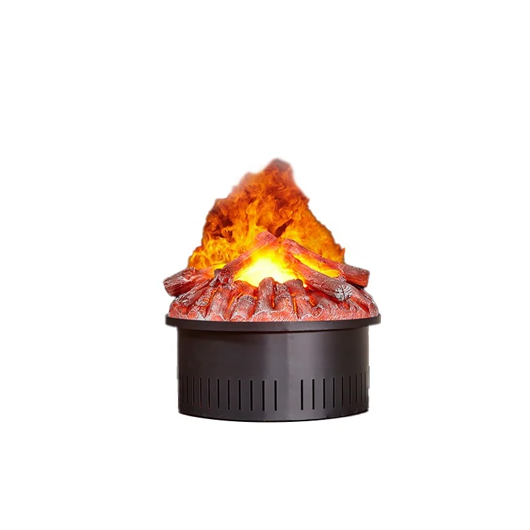 17-Inch Circular Electric Fireplace with Simulated Charcoal 3D Water Steam Effect Steel Material Insert Type for Indoor Use