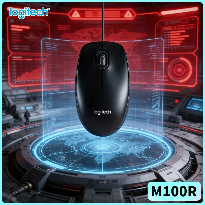 

Проводная мышь Logitech M100R 1000DPI с оптическим отслеживанием и стабильным управлением для офиса, дома, ежедневной работы и развлечений