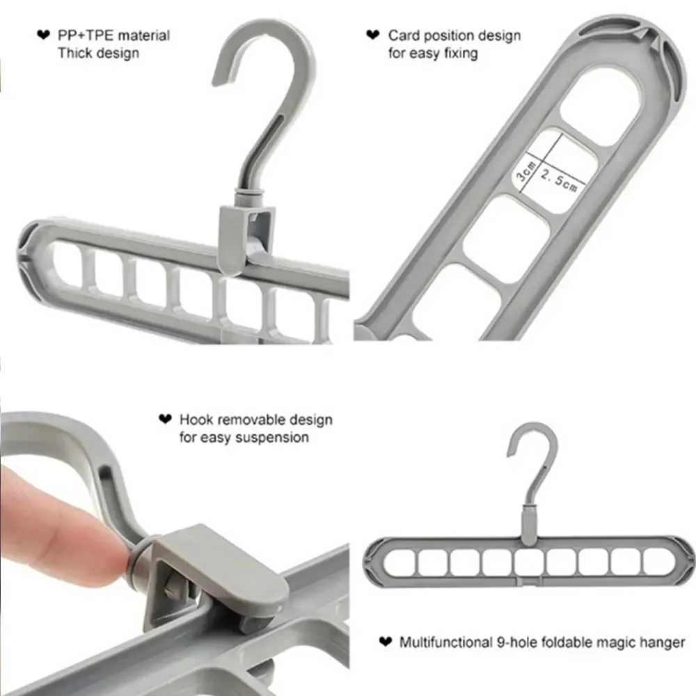 

9-hole Space Saving Hanger 360 Rotating Magic Hanger Multi-function Folding Magic Hanger Wardrobe Drying Clothes Clothes
