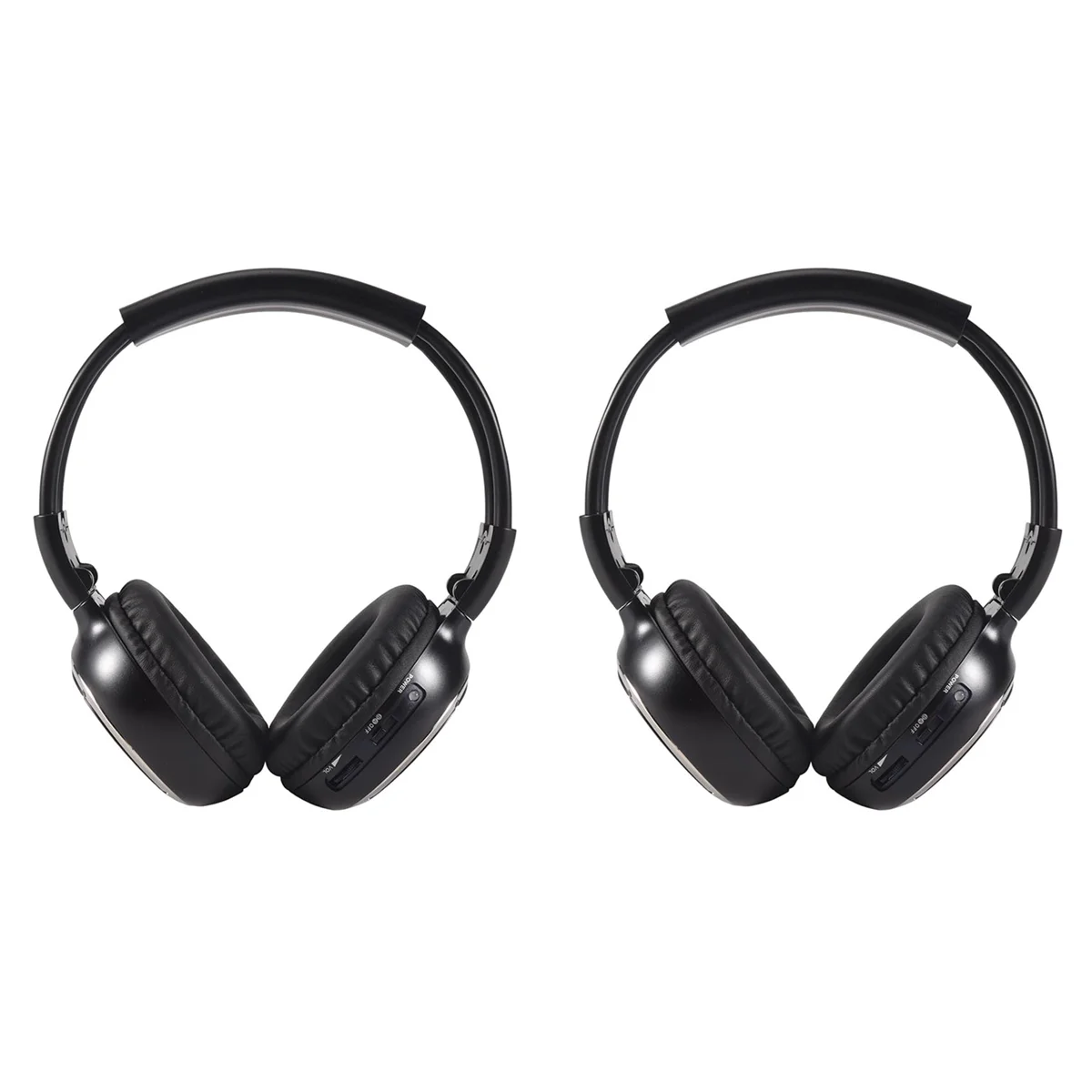 Neu 2 x Doppel-Infrarot-Stereo-Headset für kabellose Kopfhörer, IR-Auto-DVD-Player, Kopfstütze, Schwarz