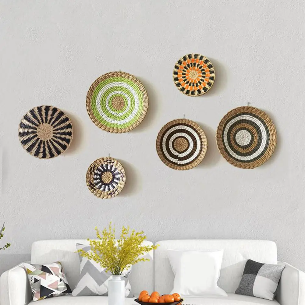 Nordic Straw Hanging Ornament Wall Decoration Rattan Grass Weaving For Home Decor Livingroom Bedroom Handmade Straw Wall Hanging