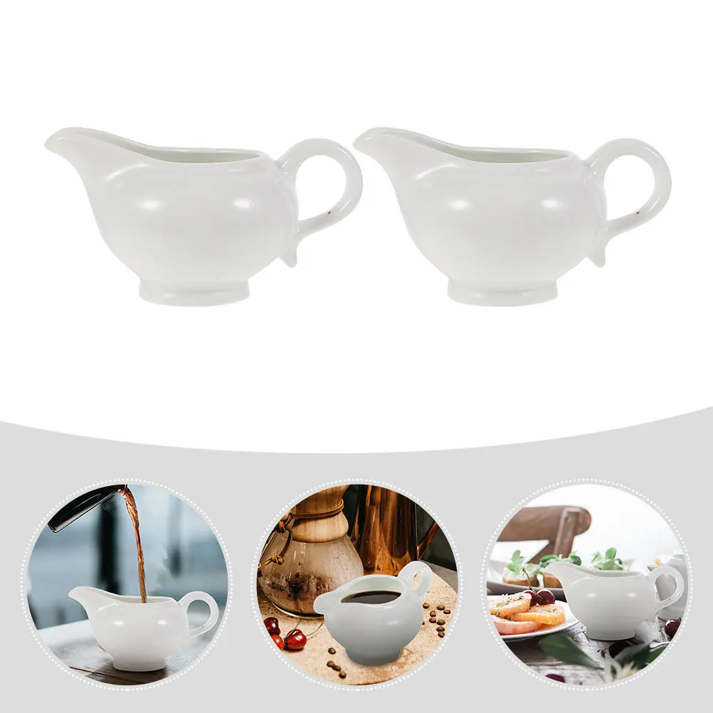

2 Pcs Ceramic Sauce Cup Gravy Boat Small Reusable Coffee Jug Cups Boats and Tray