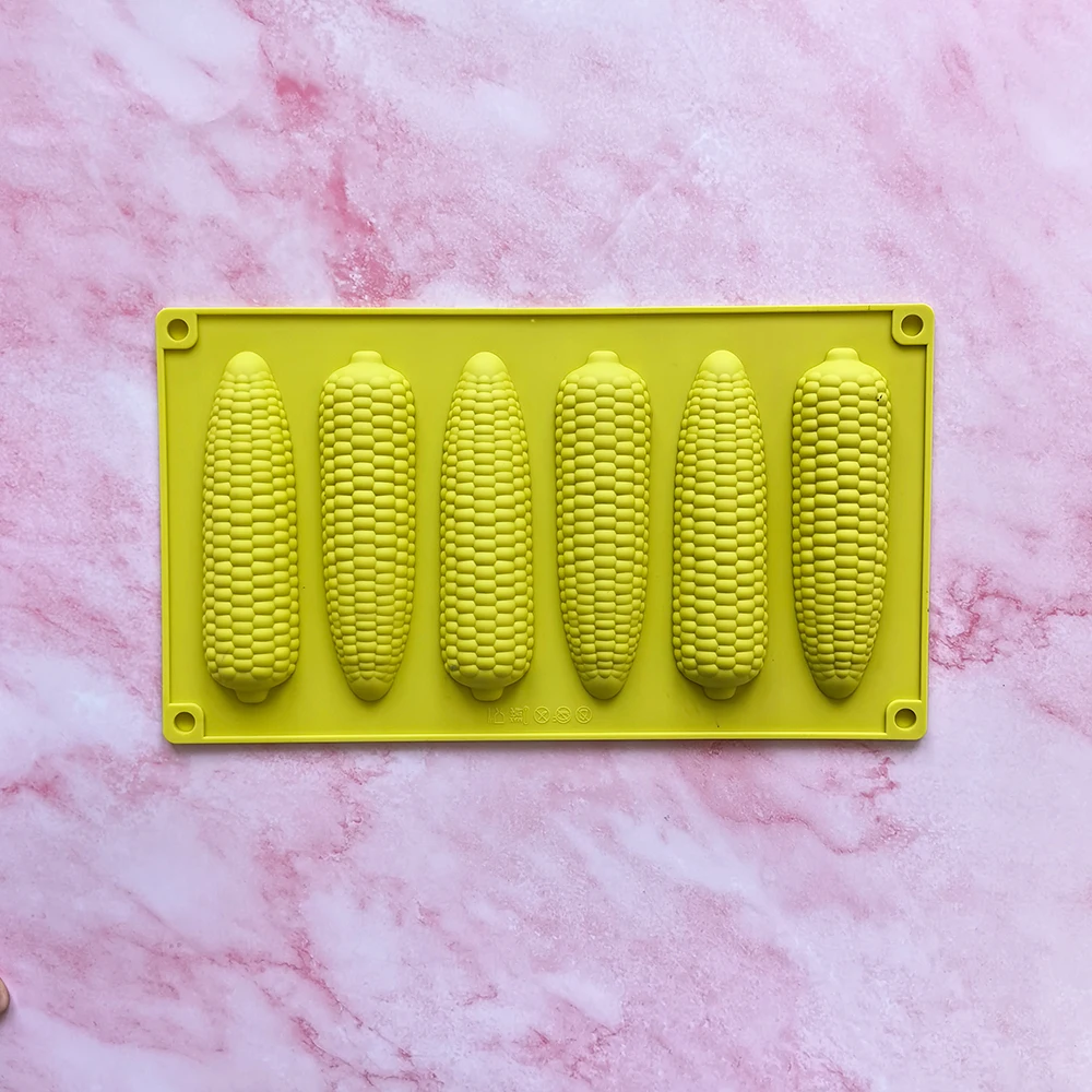 Corn stick silicone baking mold, 6-chamber corn shaped ice grid silicone mold suitable for bread, DIY non stick cake baking tray