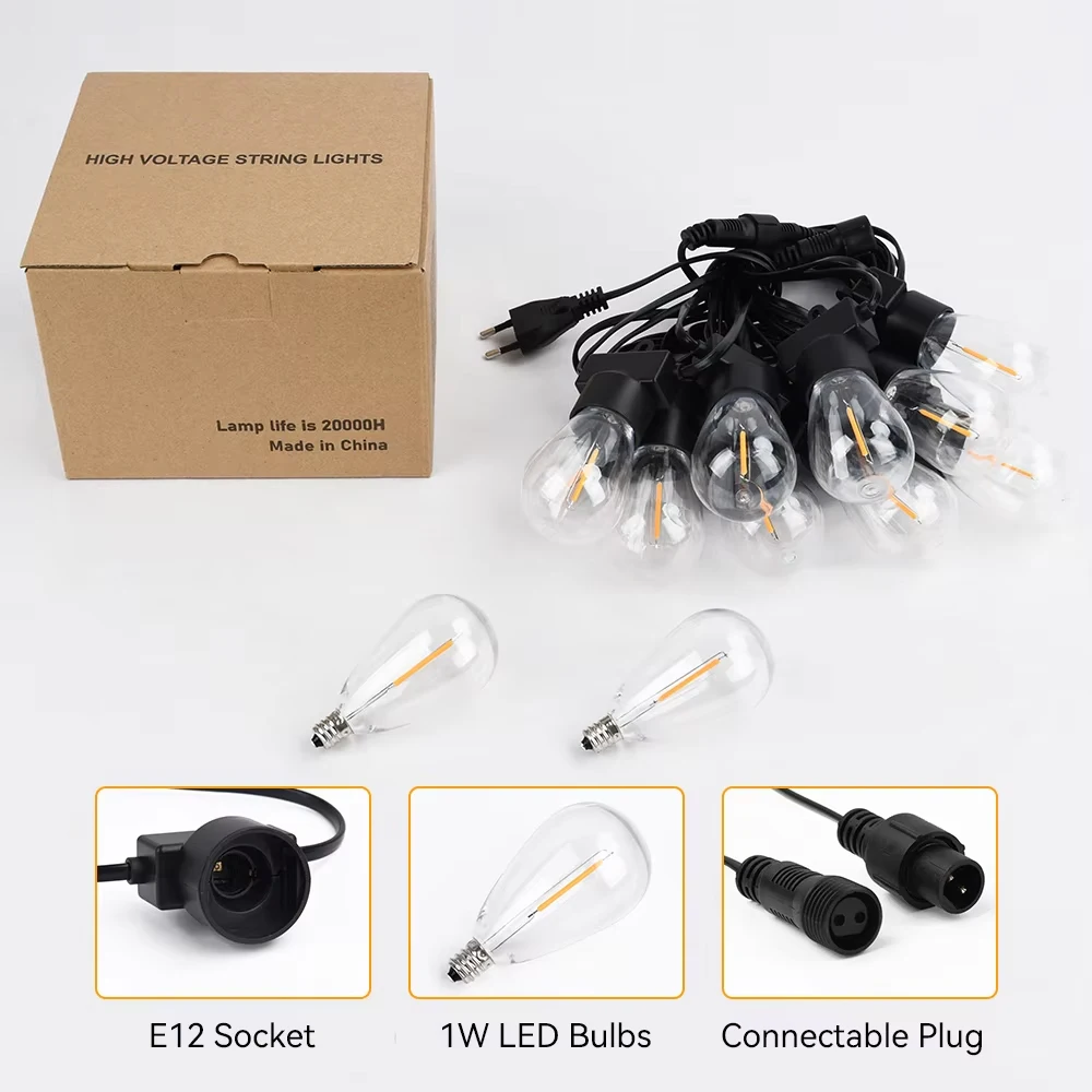 18M 30M ST38 LED-Außenlichterkette, bruchsicher, wasserdicht, 2200K Lichterkette für Weihnachtsbaum, Garten, Hochzeit, Dekorlampe – Detail 15