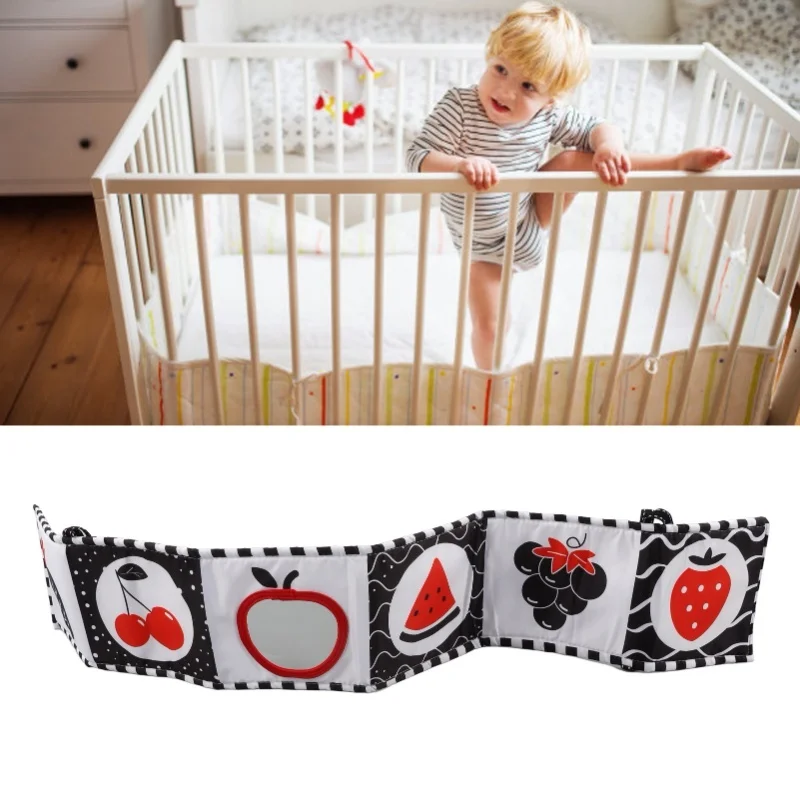 كتاب ناعم عالي التباين باللونين الأبيض والأسود، كتاب قماشي محمول للأطفال، لعبة تعليمية مبكرة، هدية عيد ميلاد، حشرة #5