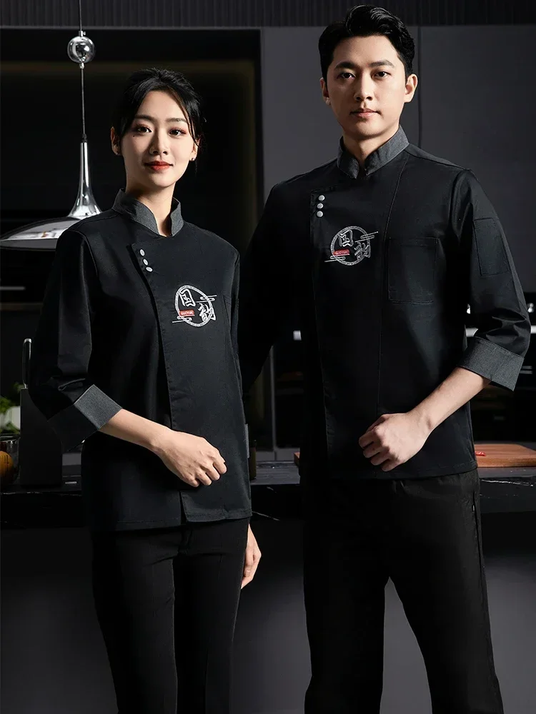 Abrigo de cocinero de panadería para hombre, monos de cocina, uniforme de restaurante, camisa, ropa de cocina transpirable, chaquetas de Chef de Pizza para mujer