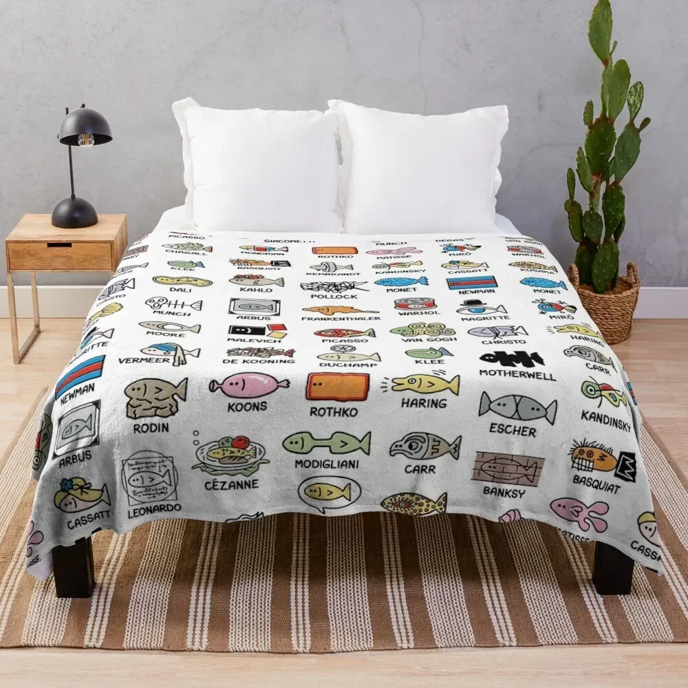 

art school of fish (composite) Throw Blanket Furrys Sofa Quilt valentine gift ideas Blankets