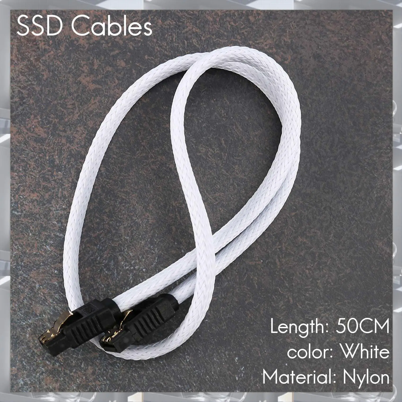 Hot Selling-50CM SATA 3.0 III SATA3 7Pin Data Cable 6Gb/S SSD Cables HDD Hard Disk Data Cord With Nylon Sleeved Premium Version,