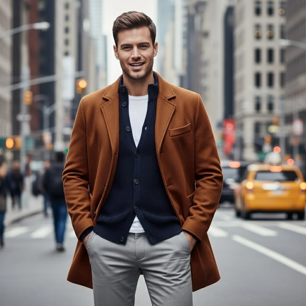 

Street Fashion Men's Trench Single-Breasted Popular with Lining Warm Thickened Autumn Winter Overcoat Jacket Commute Men's Item