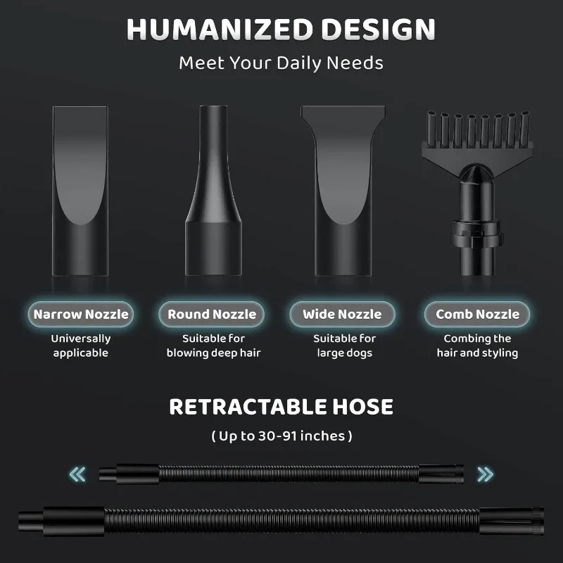 เครื่องเป่าขนสุนัข, 5.2 แรงม้า/ 3800 วัตต์ เครื่องเป่าขนสัตว์เลี้ยงความเร็วสูง พร้อมฮีตเตอร์สำหรับกรูมมิ่ง ปรับความเร็วและอุณหภูมิได้