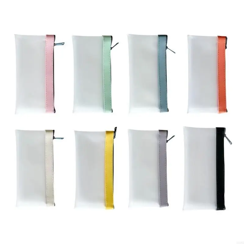 8Pieces Clear Matte Pencil Case Water Resistant Pencil Pouches Travel Cosmetic Storage Bag for Student Kid Adult Women H8WD
