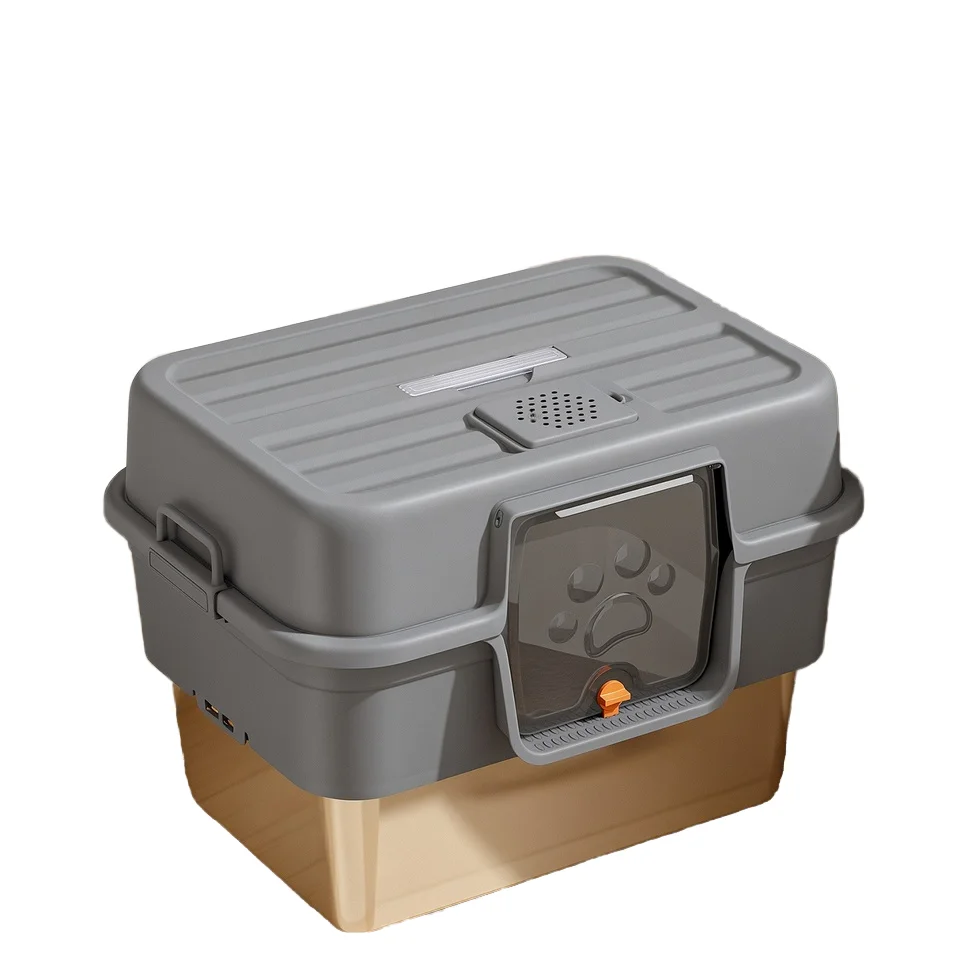 

Fully Enclosed Oversized Cat Box Portable Stainless Steel & Plastic Toilet with Splash-Proof and Urine-Proof Accessory