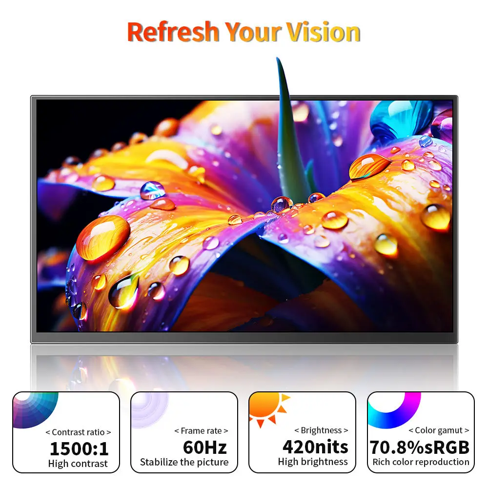 DLN 13.9 inch 3K Portable Monitor 2000P 70.80 sRGB 60Hz Laptop Screen Extender Stand Type Monitor For Wins & Mac, Gaming