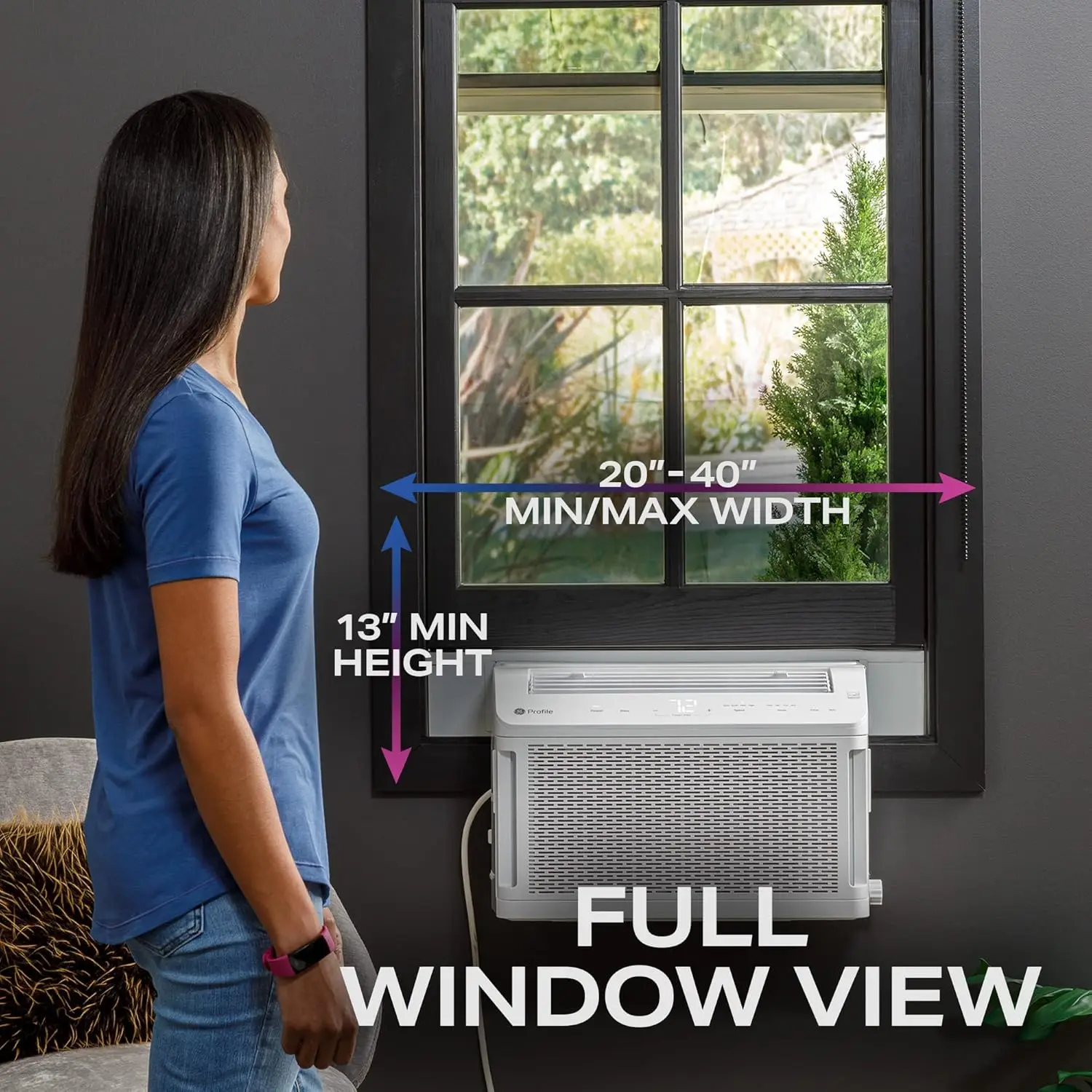 Window  Unit, 12,200 BTU,115 Volt,U-Shaped Adjustable Depth,Energy Efficient Cooling