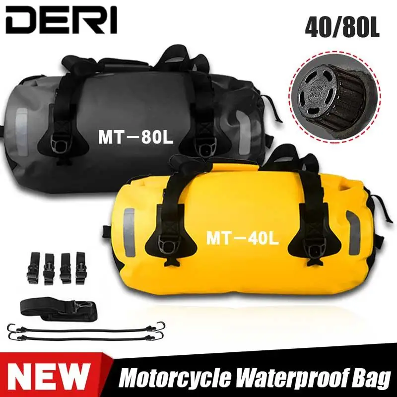 

Motorcycle Handle Luggage Bag 40L 80L Storage Handbag Waterproof Outdoor Riding Camping Rear Passanger Duffel Bag Black Yellow