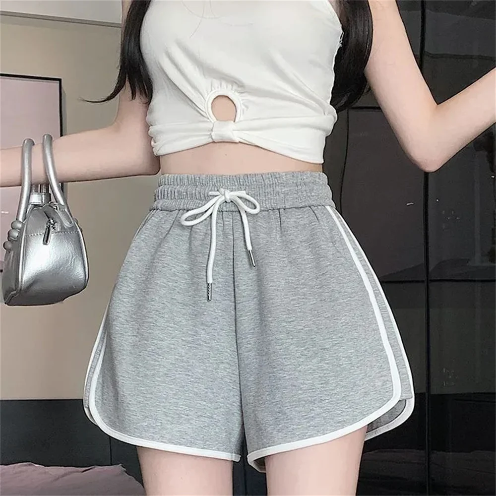 Summer Elastic Waist Sports Short Pants Women Fashion Casual Bottoms Shorts Candy Color Breathable Plus Size Shorts Casual Lady