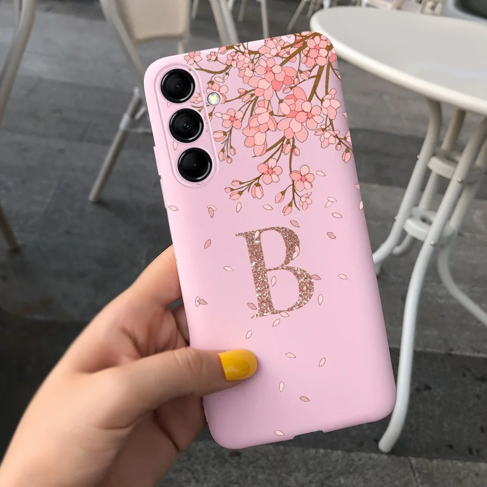 For Samsung Galaxy M54 F54 5G Phone Case 2023 Fashion Crown Sakura Initial Letter Soft Silicone Cover For Samsung M54 F54 M546B