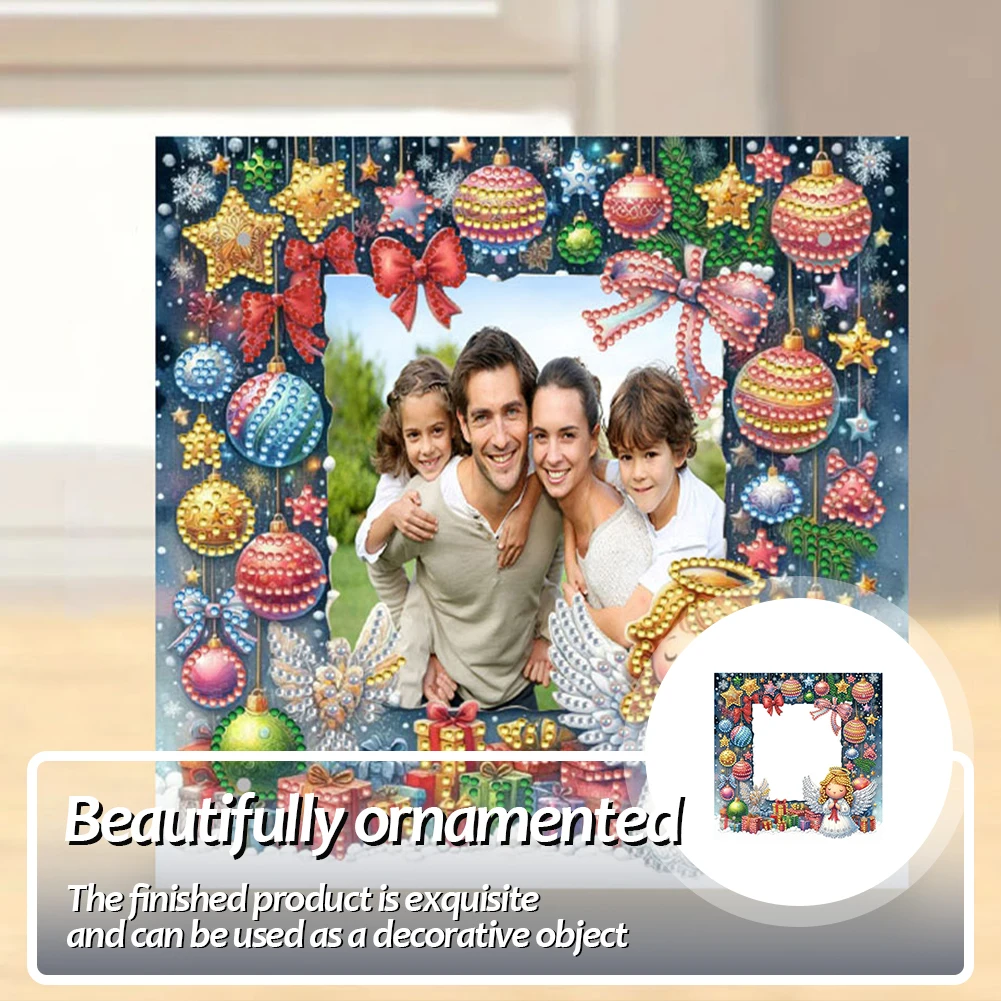 

2D Flat DIY Xmas Angel Diamond Painting Photo Frame Crystal Photo Frame Decor