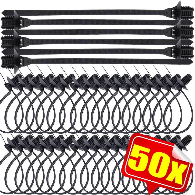 Self-Locking Zip Ties Push-Mount Cable Ties for Car Wire Harnesses Nylon Straps Wire and Cable Management Fasteners 3-50pcs