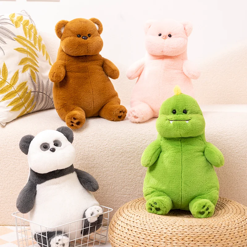 

Cute Round Fatty Stuffed Animals Plush Toy Kawaii Dinosaur Panda Bear Pig Plushies Doll Cartoon Soft Kids Toys for Girls Gifts