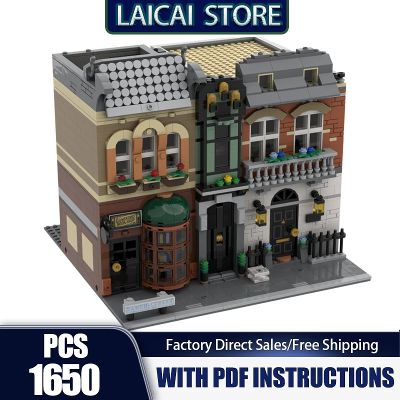 모크 빌딩 블록 모듈러 베이커 스트리트 뷰 모델 테크놀로지 브릭 유명 장면 영화 DIY 조립 건축 선물 장난감