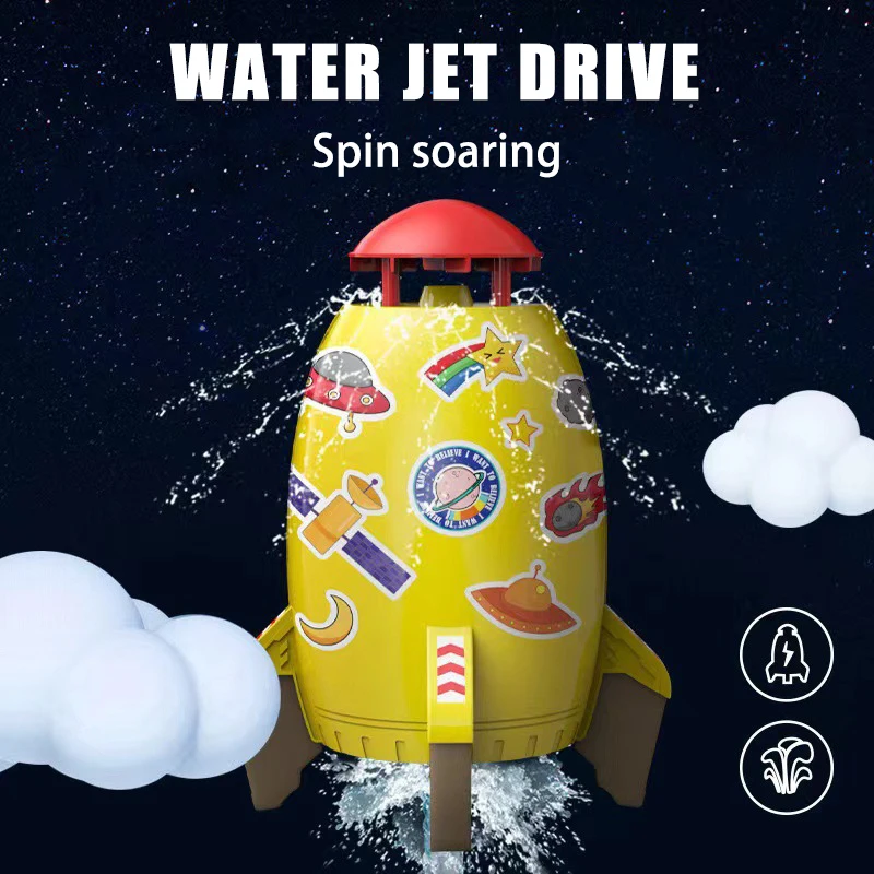 Lanceur de fusée à jet d'eau 62 pour enfants, jeux de fête spatiale, arroseur extérieur, filature volante, éclaboussures, jeu d'été, jouet Montessori