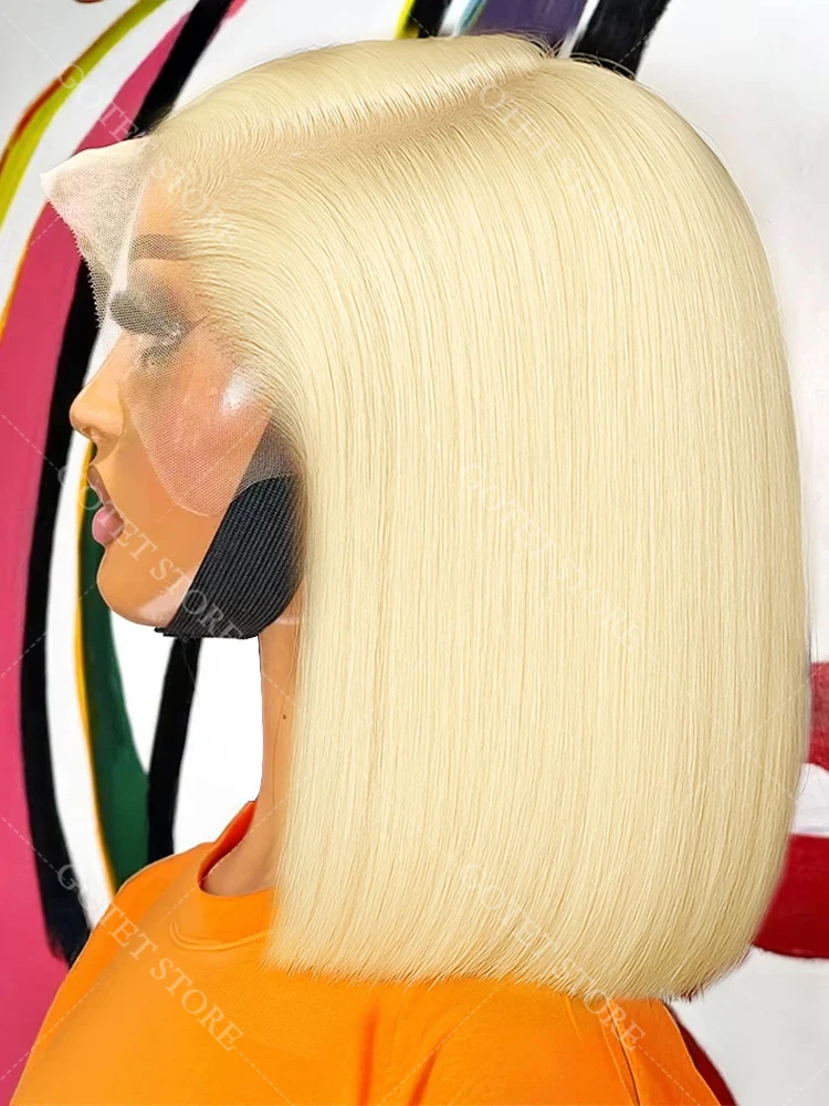 

613 Блондинка Короткий Боб Парик 13x4 HD Прозрачный Парик Фронта Шнурка Прямые Волосы Парик Парик Человеческих Волос Для Женщин