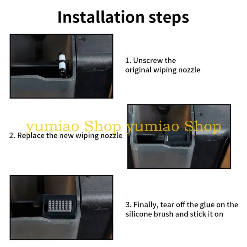 

587B 3Pcs Silicone Brush Mounted Scrubbers Print Head Cleaner For P1P P1S X1C