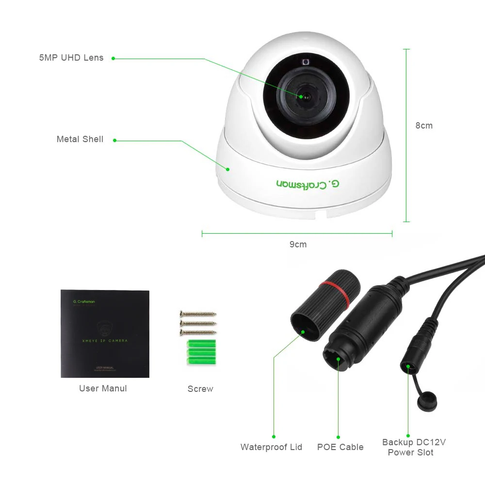 RU 2.8mm 5MP POE Indoor Wide Viewing Angle Infrared Onvif CCTV Video Surveillance Security G.Craftsman