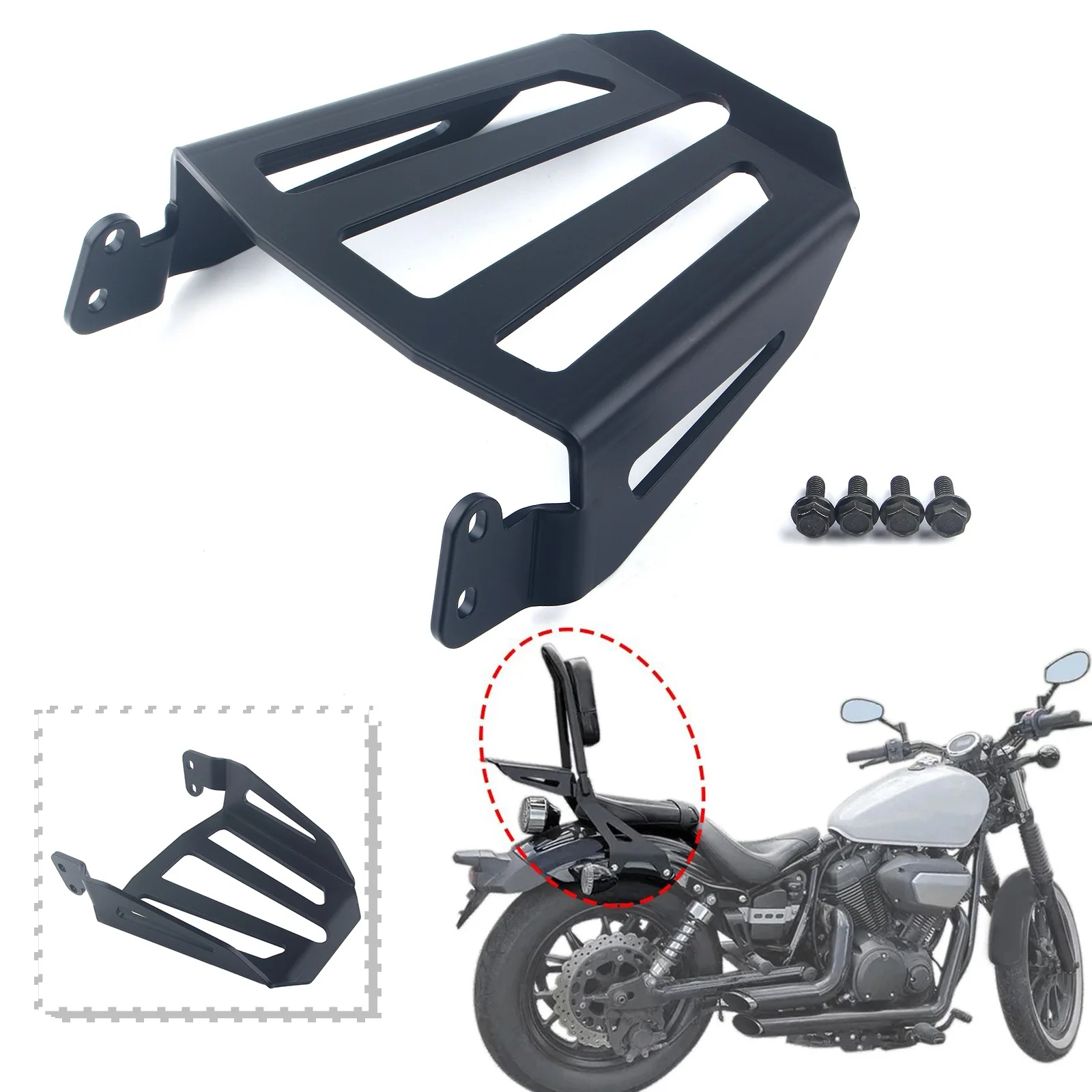 For Yamaha Bolt XVS950 2014-2017  Motorcycle Luggage Rack Black Steel Rear Backrest Sissy Bar Rack