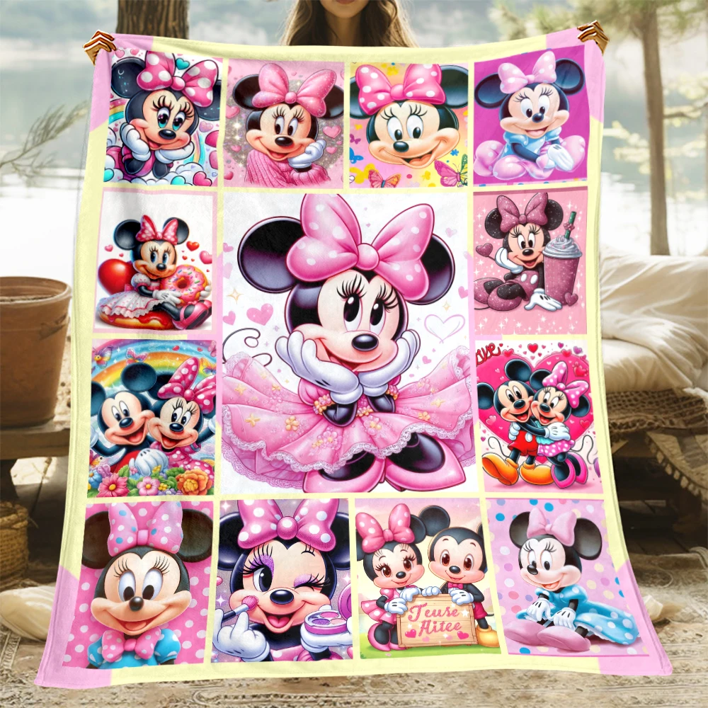 Mickey and Minnie HD Printed Flannel Thin Blanket.Four Season Blanket.for Sofa,beds,living Rooms,travel Picnic Blanket Gifts