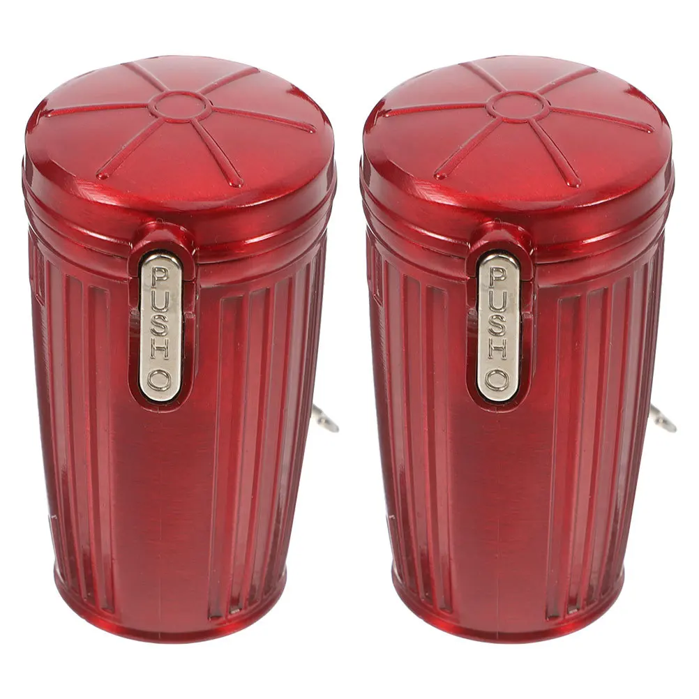 2 قطعة منفضة سجائر محمولة جيب صغير مع سلسلة المفاتيح غطاء محكم الغلق للتخييم في الهواء الطلق السفر سيارة استخدام حاوية تخزين الرماد قابلة لإعادة الاستخدام