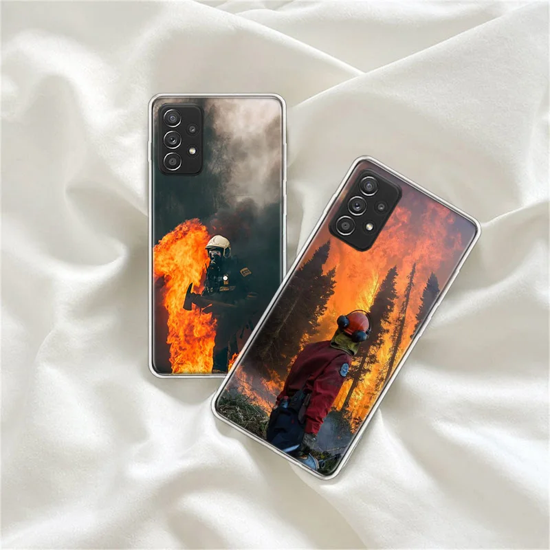 Firefighter Heroes Fireman Phone Case For Galaxy S23 S20 FE S21 Plus Samsung S24 S22 Ultra TPU Pattern S10 S10E S9 S8 Cover Soft