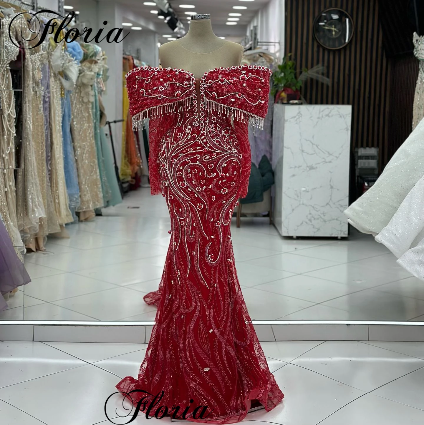 2025 Newest Red Evening Dresses Luxury Designer Crystals Celebrity Dresses Mermaid Vestidos De Gala Long Sleeves Prom Dresses