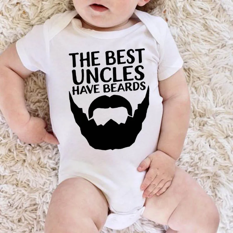 Best Uncles Have Beards Print Funny Baby Clothes Short Sleeve Newborn Bodysuits Boy Girl Toddler Cute Romper Infant Shower Gifts