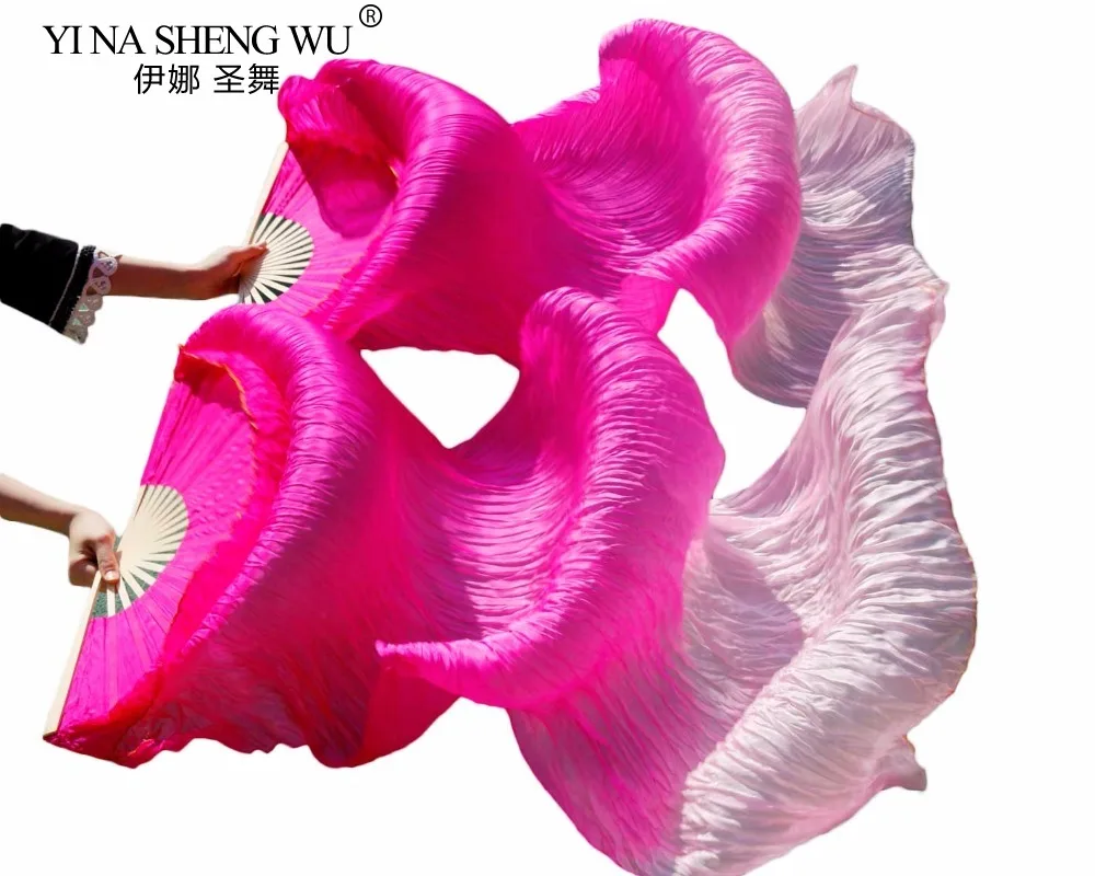 

180*90 см 100% шелковые бамбуковые ребрышки Длинные шелковые веера для танца живота Шелковые веера ручной работы Окрашенные танцевальные веера Розовый + розовый Можно настроить