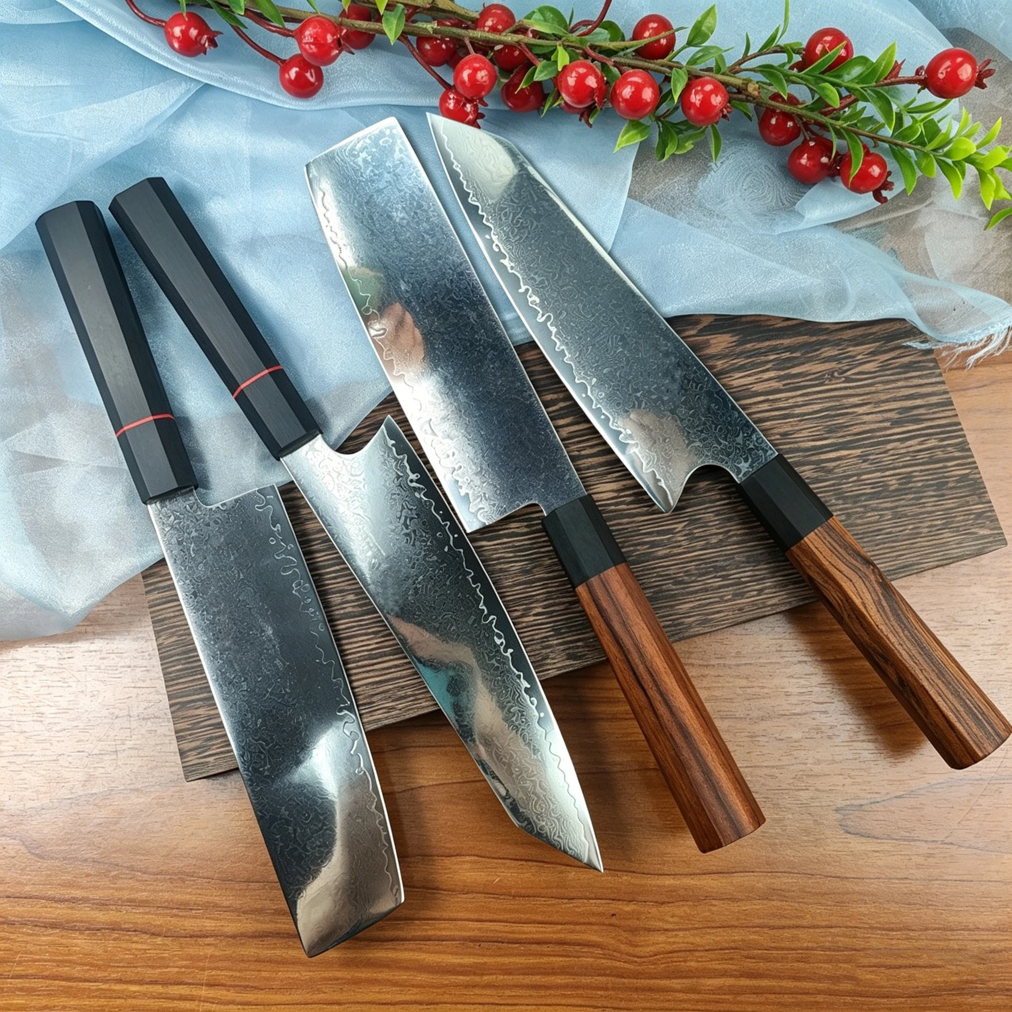 WILDMOK Damascus Kitchen Knife with Octagonal Handle, Full Tang Cutting Knife, Multipurpose Chefs Knife for Meat Cleaver